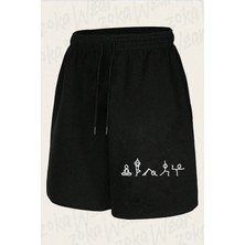Zoka Wear Unisex Yoga Hareketler Tasarım Baskılı Şort
