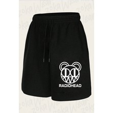 Zoka Wear Unisex Bear Logo Radiohead Tasarım Baskılı Şort