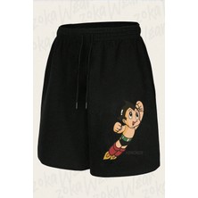 Zoka Wear Unisex Vintage Astroboy Robot Show Astro Boy Space Childhood Manga Tasarım Baskılı Şort