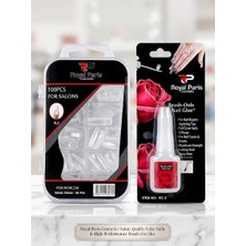 Royal Paris Cosmetic 100'LÜ Şeffaf Küt Takma Tırnak ve Fırçalı Tırnak Yapıştırıcısı Seti