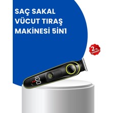 Çetiner Group Mey Ithalat® Uzun Pil Ömürlü LED Göstergeli Erkek Bakım Seti 5-In-1 Saç Sakal Tıraş Makinesi