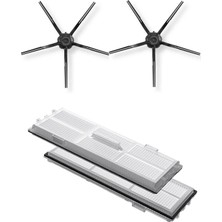 Rovexa Roborock G10 Uyumlu 2 Adet Hepa Filtre 2 Adet Siyah Yan Fırça