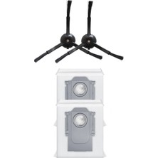 Rovexa Roborock Qrevo Plus Uyumlu 2 Adet Siyah Yan Fırça 2 Adet Toz Torbası