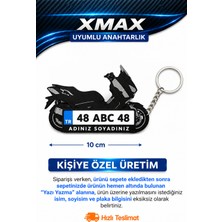 KIZILAKŞAM Yamaha Xmax Siyah Scooter Motosiklet Uyumlu Kişiye Özel Hediyelik Motor Plaka Anahtarlık
