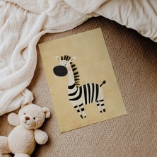 Domirus Bej Zeminli Zebra Çocuk Odası Posteri Çerçevesiz Poster Duvar Dekorasyonu