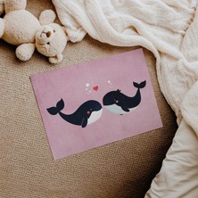 Domirus Yüzen Balinalar Pembe Çocuk Odası Posteri Çerçevesiz Poster Duvar Dekorasyonu