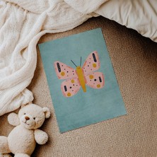 Domirus Pembe Puantiyeli Kelebek Çocuk Odası Posteri Çerçevesiz Poster Duvar Dekorasyonu