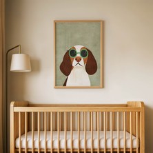Domirus Gözlüklü Şirin Köpek Çocuk Odası Posteri Ahşap Çerçeveli Tablo Duvar Dekorasyonu