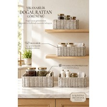 Ocean Home Textile 4'lü Yıkanabilir Gri Pp Rattan Sepet Set 30 x 20 x 11 / 33 x 23 x 11 / 36 x 26 x 12  / 39 x 29 x 13 cm