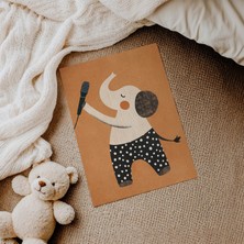 Domirus Şarkı Söyleyen Fil Çocuk Odası Posteri Çerçevesiz Poster Duvar Dekorasyonu