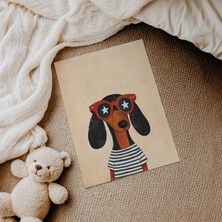 Domirus Benekli Gözlüklü Köpek Çocuk Odası Posteri Çerçevesiz Poster Duvar Dekorasyonu
