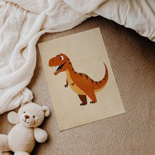 Domirus Krem Zeminli Dinozor Çocuk Odası Posteri Çerçevesiz Poster Duvar Dekorasyonu