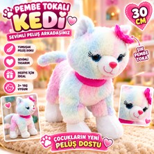 Trust Store 30 cm Pembe Tokalı Renkli Peluş Kedi Sevimli Yumuşak Peluş Oyuncak Çocuklar Için Hediye