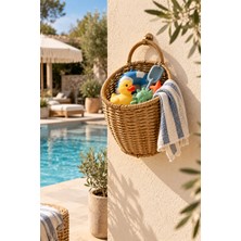 Naturel Dekor Rattan Görünümlü Doğal Duvar Sepeti, Duvar Dekoru 16X21 Cm, Bohem, Organizer, Düzenleyici, Saksı, Iskandinav, Modern