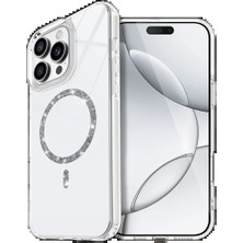 Apple iPhone 16 Pro Live Diamond Magsafe Kapak - Şeffaf