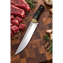 Precious N690 Çelik Et Doğrama ve Kasap Bıçağı 30 cm – Venge Saplı, Gravürlü Pirinç Balçaklı