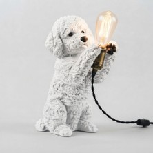 SPIRA3D Tasarım Poodle Köpek Lambalı Abajur, El Yapımı Dekoratif Gece Lambası, Kahverengi