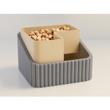 Luord-Store 3D Baskı Fıstık Kasesi - Çift Hazneli Kabuk Ayırıcı Sunum Kasesi - Gri Bej