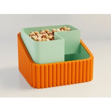 Luord-Store 3D Baskı Fıstık Kasesi - Çift Hazneli Kabuk Ayırıcı Sunum Kasesi - Turuncu Mint