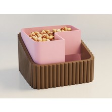Luord-Store 3D Baskı Fıstık Kasesi - Çift Hazneli Kabuk Ayırıcı Sunum Kasesi - Kahverengi Pembe