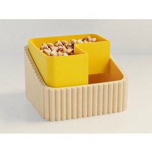 Luord-Store 3D Baskı Fıstık Kasesi - Çift Hazneli Kabuk Ayırıcı Sunum Kasesi - Bej Sarı