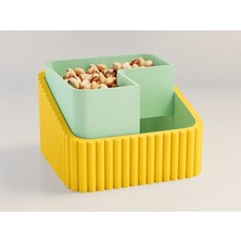 Luord-Store 3D Baskı Fıstık Kasesi - Çift Hazneli Kabuk Ayırıcı Sunum Kasesi - Sarı Mint