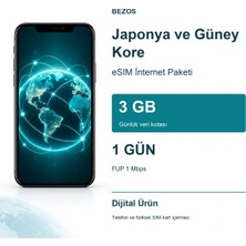 Luord-Store Japonya Güney Kore Esim Internet Paketi Günlük 3 GB 1 Gün - Fup 1 Mbps