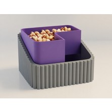 Luord-Store 3D Baskı Fıstık Kasesi - Çift Hazneli Kabuk Ayırıcı Sunum Kasesi - Gri Mor