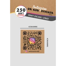 250 Adet Instagram Qr Kodlu Yapışkanlı Etiketi Kraft Sticker - Kişiye Özel Isim Etiket - Kraft Etiket - (4X4CM) Düz