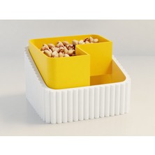 Luord-Store 3D Baskı Fıstık Kasesi - Çift Hazneli Kabuk Ayırıcı Sunum Kasesi - Beyaz Sarı