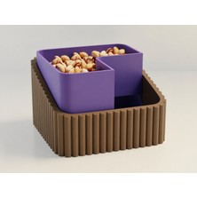 Luord-Store 3D Baskı Fıstık Kasesi - Çift Hazneli Kabuk Ayırıcı Sunum Kasesi - Kahverengi Mor