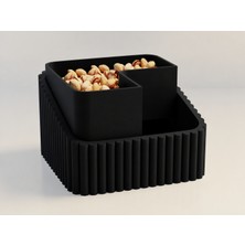 Luord-Store 3D Baskı Fıstık Kasesi - Çift Hazneli Kabuk Ayırıcı Sunum Kasesi - Siyah Siyah