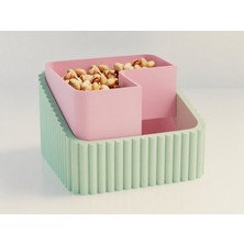 Luord-Store 3D Baskı Fıstık Kasesi - Çift Hazneli Kabuk Ayırıcı Sunum Kasesi - Mint Pembe