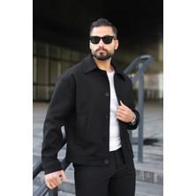 Erkek Siyah Kaşe Kaban
