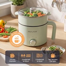 Tech Butiq Pikas Rovos RV-5100 Elektrikli Mini Tencere 1,8 L, Buharlı Pişirme, Yapışmaz