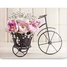 Reflexa Cam Kesme Tahtası Çiçek Buketli Bisiklet  Çok Amaçlı 35X25 cm
