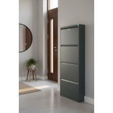 Omrs Store Metal Ayakkabılık 4'lü Kilitli Antrasit