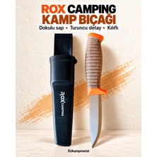 Rox Camping Kılıflı Kamp Bıçağı | Dokulu Saplı, Turuncu Detaylı Outdoor Bıçak