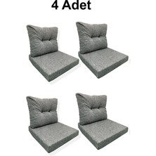 Sercan Garden 4 Adet Bahçe Balkon Mobilyası Minderi Gri(4 Adet Minder, 4 Adet Kırlent)