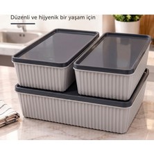 Azesur 3'lü Istiflenebilir Premium Saklama Kabı ve Çok Amaçlı Mutfak Düzenleyici Seti