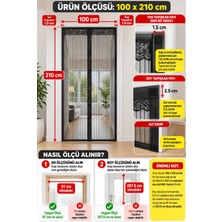 deyhome Mıknatıslı Kapı Sinekliği Siyah 100 x 210 cm Otomatik Kapanan Manyetik Tül Sineklik