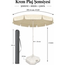 Happy Trend + Bidon + Çanta, Yaz Paketi - 2 Metre Çap ve 10 Telli Krem Renk Şemsiye