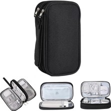 Happy Trend Çift Katman ve Fermuarlı 8 Bölmeli Çoklu HDD Organizer Çanta -YB101 (M Beden 12X21CM)