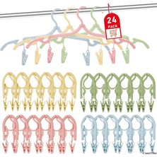 Happy Trend Taşınabilir Katlanır Elbise Askıları Seyahat Elbise Askıları Klipleri Katlanabilir Giysi Kurutma Rafı Seyahat Plastik Kaymaz Giyim Askıları 4 Renk