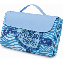 Happy Trend Piknik Örtüsü, Çanta Kamp Matı, Plaj Matı, Piknik Yer Örtüsü, Seyahat, Kamp, Outdoor, Park Çim Kum Tutmaz, Su Geçirmez, Kullanışlı Çanta Model, Katlanabilir 200X150CM - Etnik Kaplumbağa Mavi