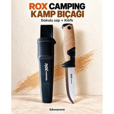 Rox Camping Kılıflı Kamp Bıçağı | Dokulu Çift Renk Saplı Outdoor Bıçak
