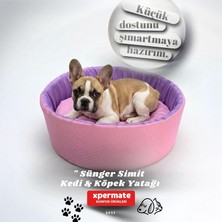 Happy Trend Kedi ve Köpek Yatağı Küçük Irk Köpek Yuvası Sünger Simit (Pembe Lila, 45 Cm)