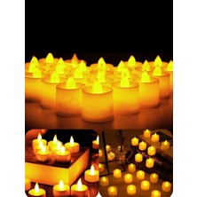 Happy Trend Tealight LED Mum 24'lü – Sarı Işıklı Dumansız Pilli Mum Seti (Piller Dahil)
