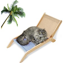 Happy Trend Kedi Sandalyesi, Plaj Temalı Kedi Hamak Yatağı, Yükseltilmiş Kedi Yatağı Mini Kedi Plaj Sandalyesi, Kapalı Yavru Kedi Için Sevimli Kedi Şezlong