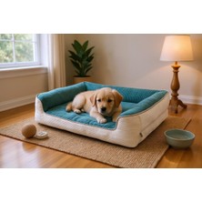 Happy Trend Sofa Blok Sungerli Alezli Fermuarlı Yıkanabilir Köpek Yatağı (Petrocream) (Xx-Large)